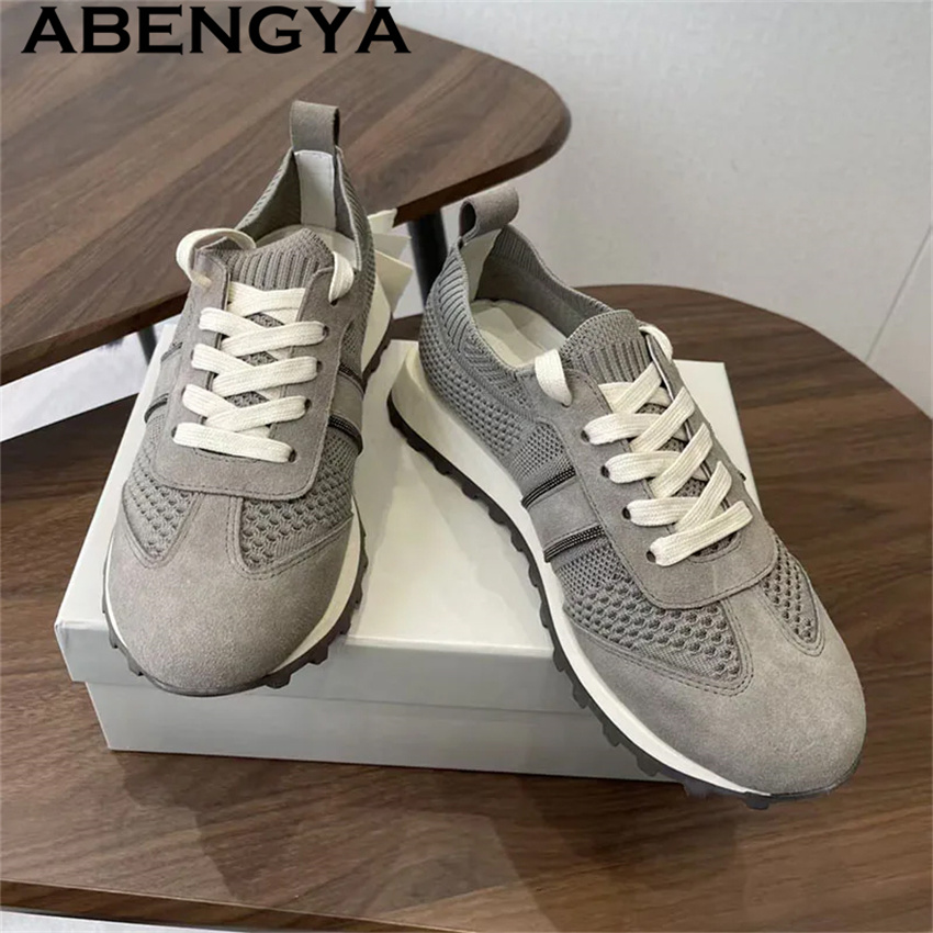 2026 Spring Hot Sale Knitted L - Knit Fabric Lace Up Sneakers 评论和价格