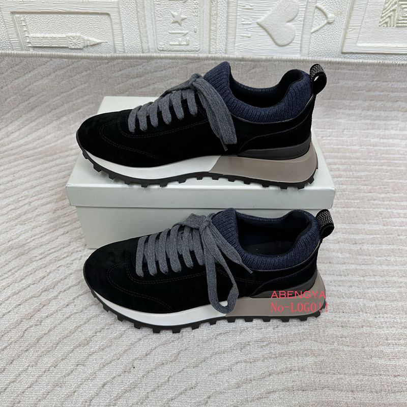 2025 White Knitted Suede Flat  - Knit Fabric Lace Up Sneakers 评论和价格