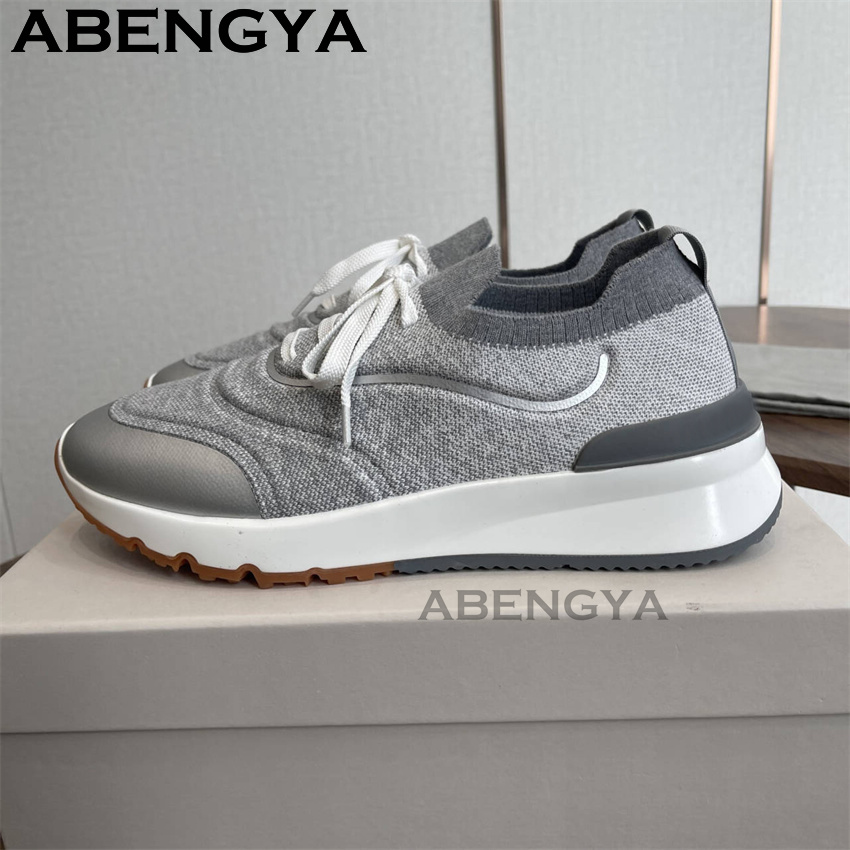 Men New Multicolour Knitted lo - Knit Fabric Lace Up Sneakers 评论和价格